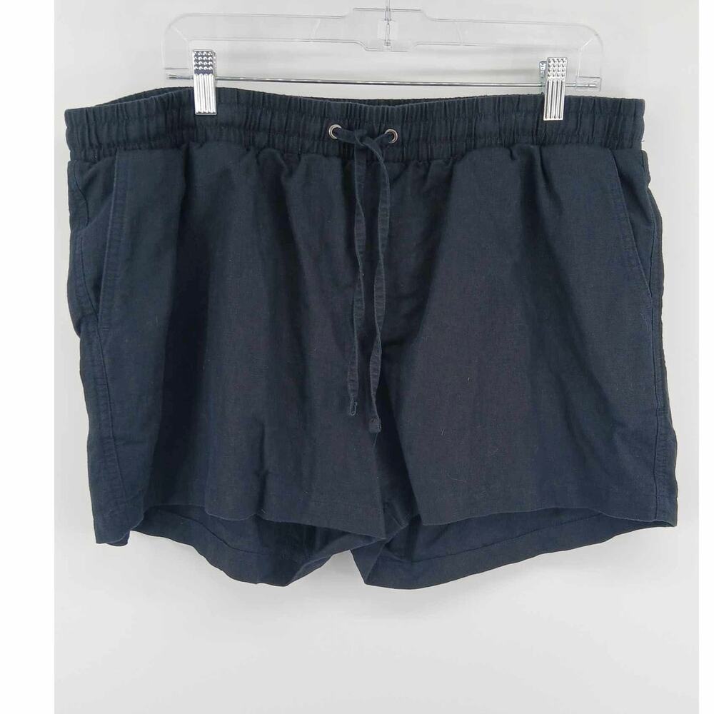 Black Cotton blend casual shorts, Amazon Essentials, women's drawstring shorts